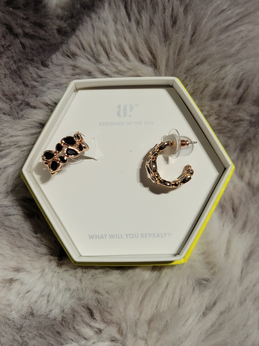 Gold-Tone Hoop & Black Stone Ear Cuff Set - Women Jewelry